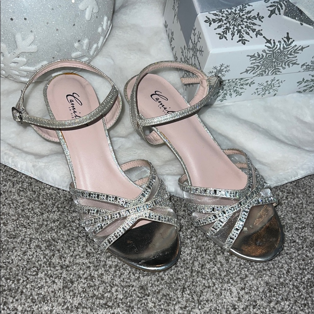 Camille La Vie Silver Strappy Heels